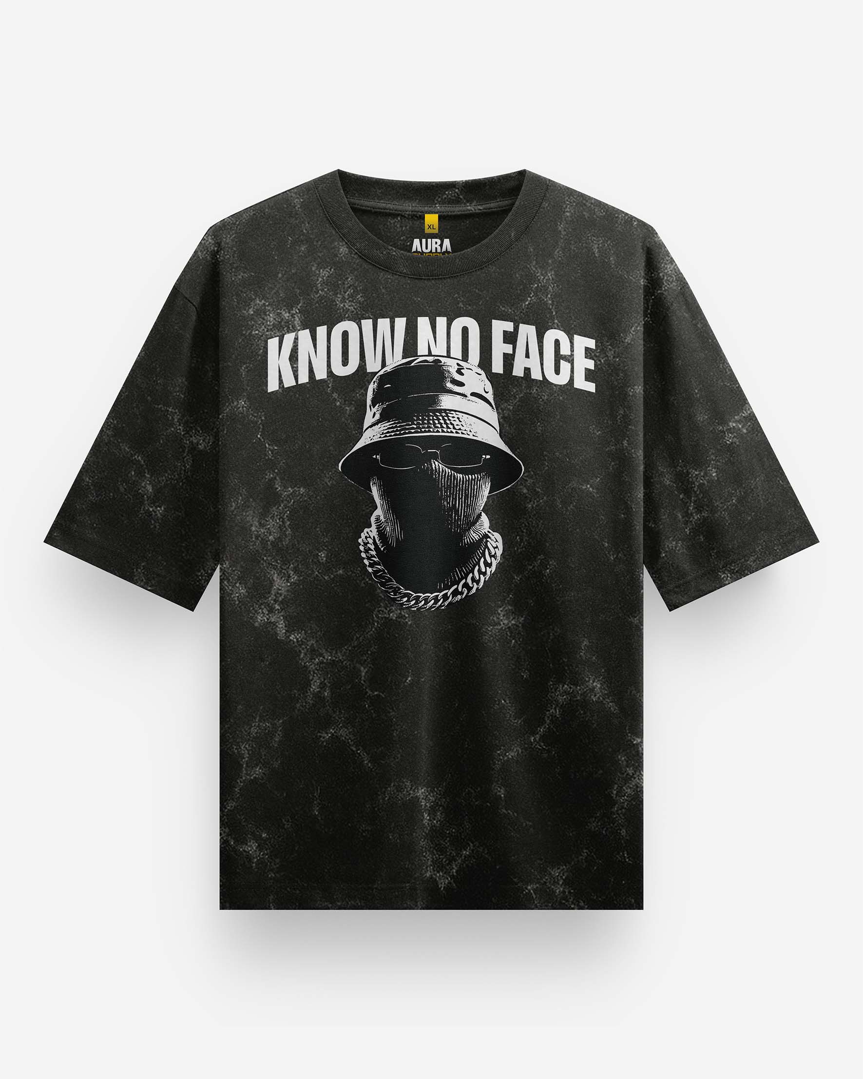 KNOW NO FACE Acid Wash Oversized T-Shirt