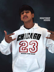 Chicago 23 Heavydrop White Hoodie