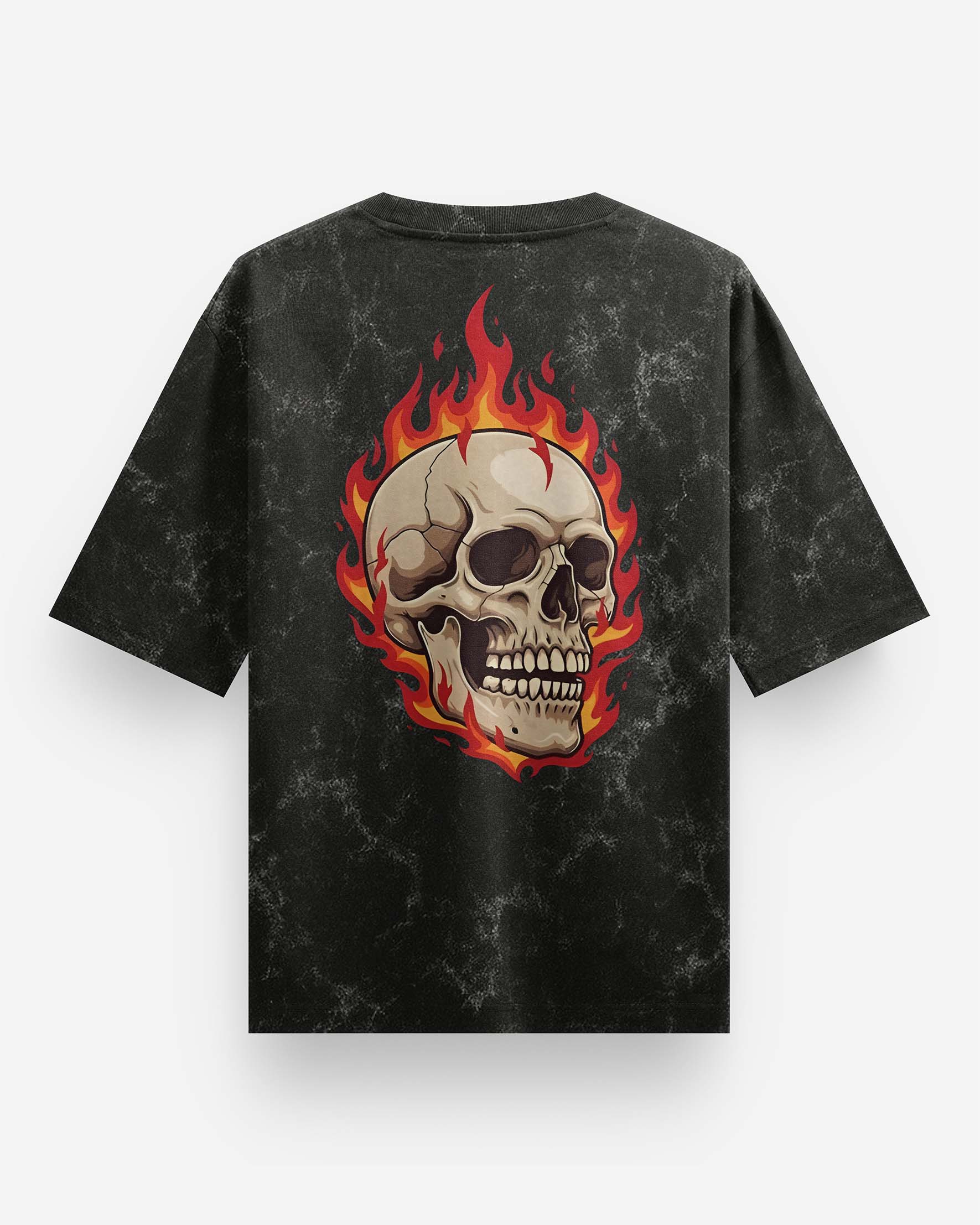 Live Fast Die Fiery Acid Wash Oversized T-Shirt