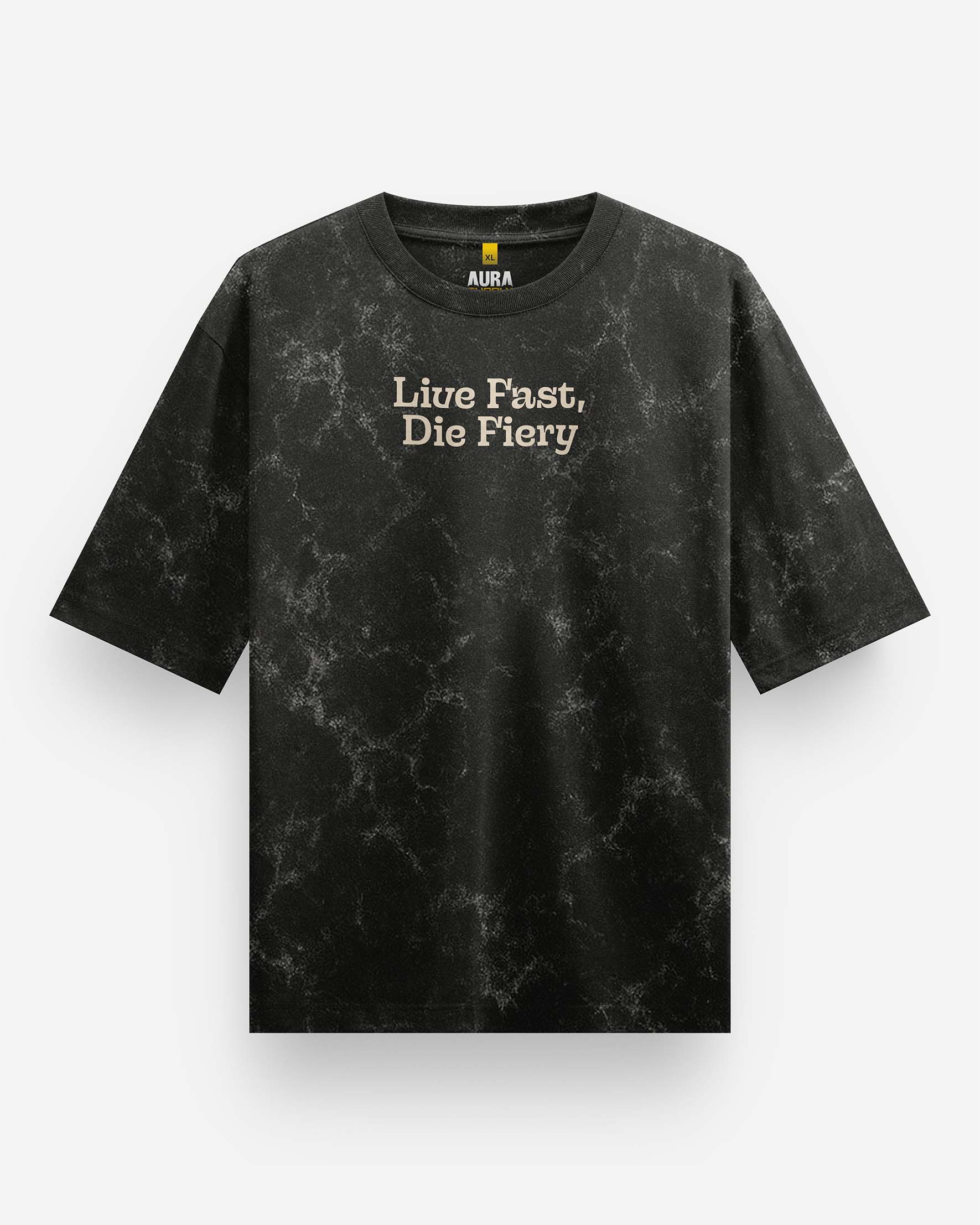 Live Fast Die Fiery Acid Wash Oversized T-Shirt