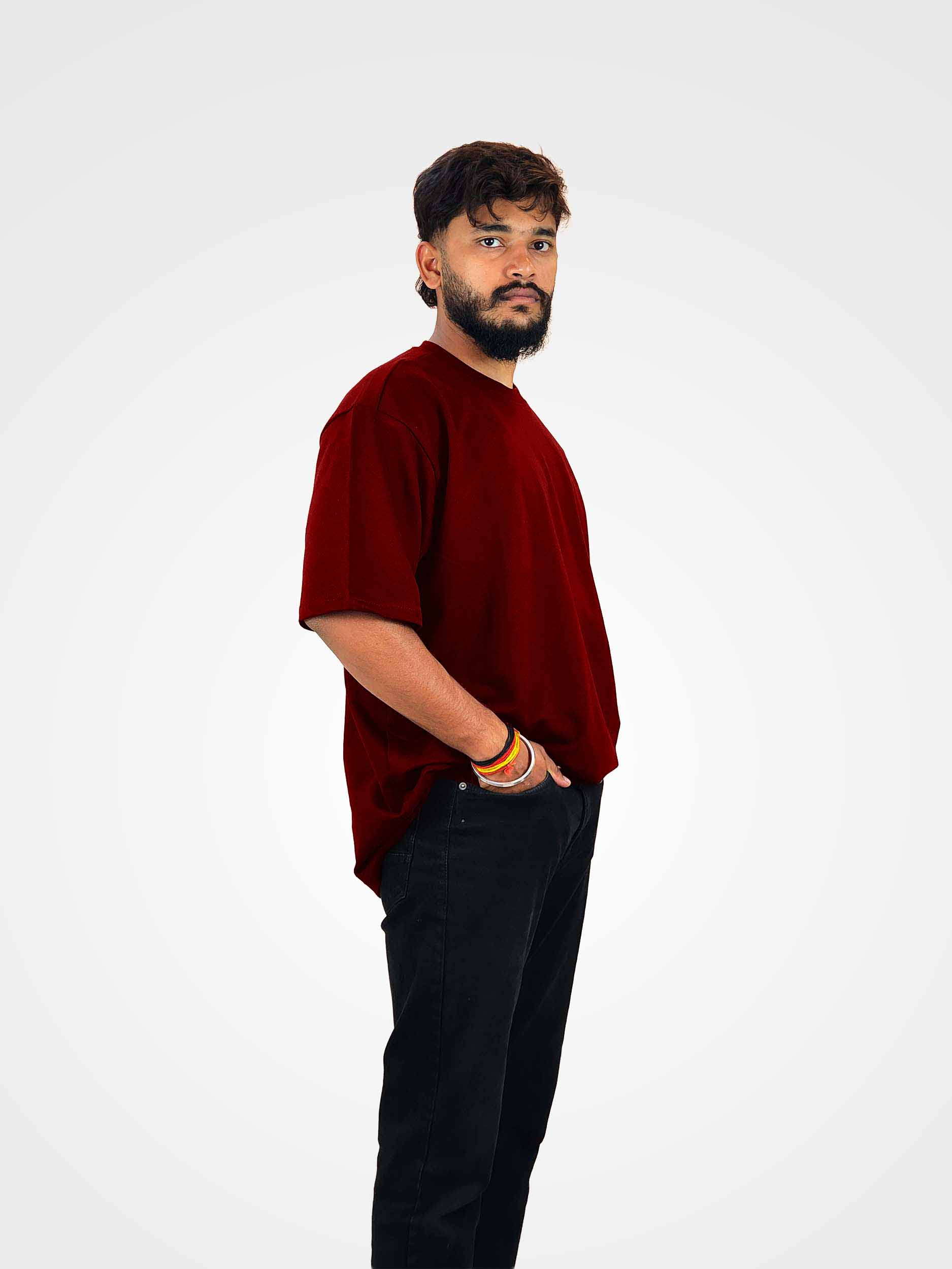 Plain Maroon Oversized T-Shirt